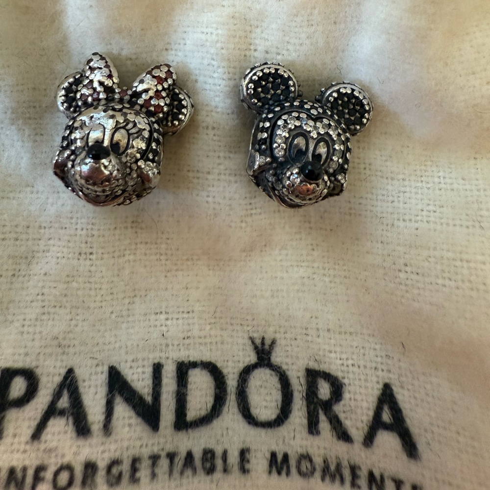 Bundle of 2 Mickey and Minnie Mouse Pandora Charms
